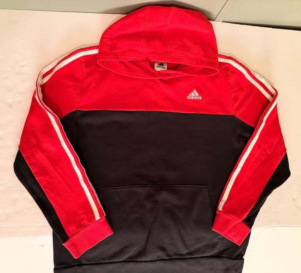 Adidas Youth Red and Black 3-Stripe Hoodie Size XL (18/20)
